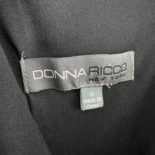 Donna Ricco New York Women’s Size 8 Black Satin V Neck Ruched Front Sheath Dress - Picture 4 of 10