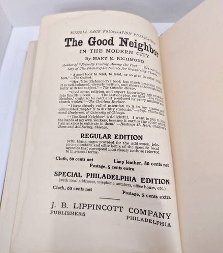 Good Neighbor In The Modern City - Philadelphia Edition, Mary Richmond, 1908 HC - 第 19/21 張圖片