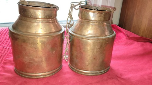 Antique Russian Copper Kerosene Pail Miracle Lamps Pair Of Two 1880 Otto Muller - Picture 6 of 11
