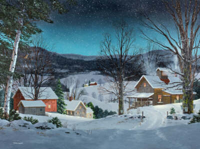 Winter Crows by Fred Swan Fine Art Print Country House Barn Farm Landscape 20x26