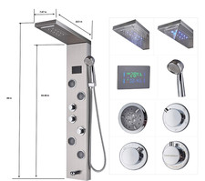 Rozin Stainless Steel Shower Panel Tower System, LED Rainfall Waterfall Shower
