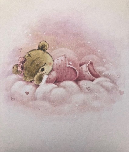 congratulations pink baby girl card with teddy bear - Picture 3 of 4