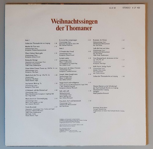 Thomaner – "Weihnachtssingen Der Thomaner" (ETERNA – 8 27 400) - Bild 2 von 6
