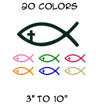 Jesus Fish Sticker Vinyl Decal - Christian God Religion Cross Wall Car ...