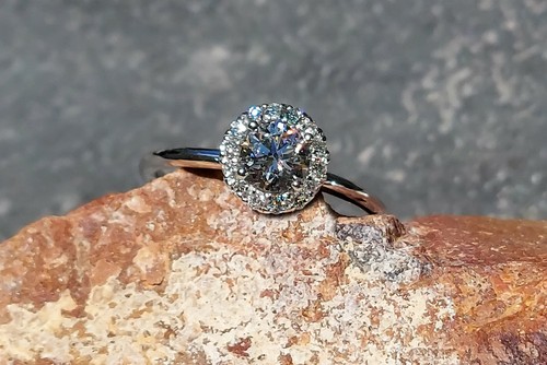 Halo ring ,0.70 carat certified diamond ring,14k gold ring size 6.75 ,Natural - Picture 10 of 13