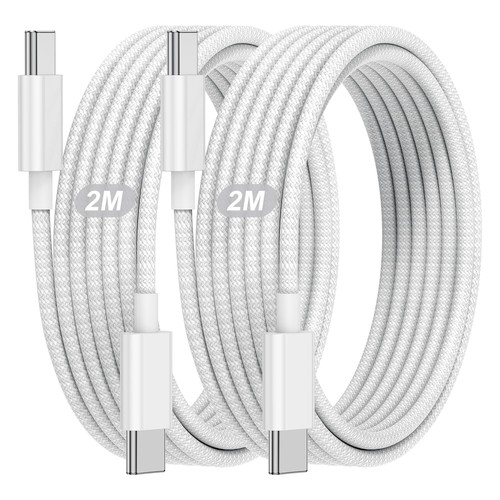 2x 2m Nylon Ladekabel für iPhone 15 + 16 Pro Max Plus USB-C Datenkabel Typ-C 60W