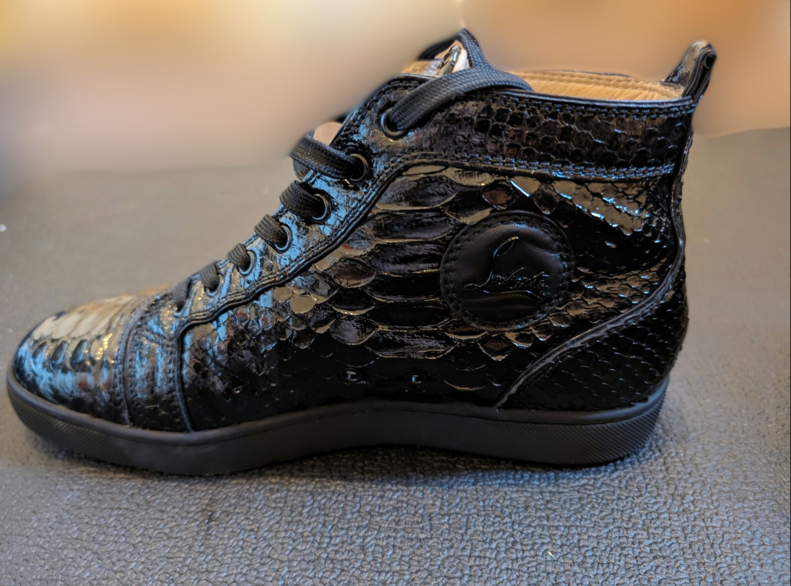 Mens Christian Louboutin, flat python crystal sna… - image 3