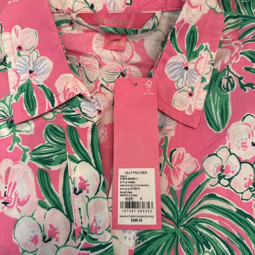 NWT Lilly Pulitzer Amrita Midi 3/4 Sleeve Shirt Dress Roxie Pink Worth A Look 0 - Picture 4 of 7