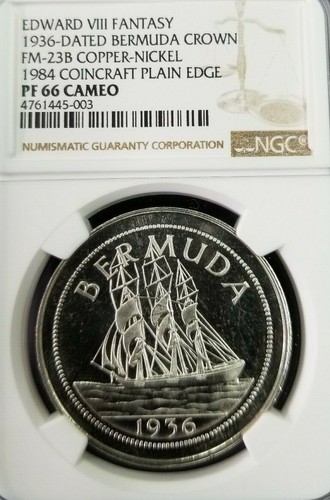 1936 DATED BERMUDA CROWN FM 23B 1984 COINCRAFT ISSUE NGC PF 66 CAMEO