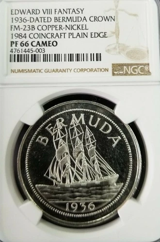 1936 DATED BERMUDA CROWN FM 23B 1984 COINCRAFT ISSUE NGC PF 66 CAMEO