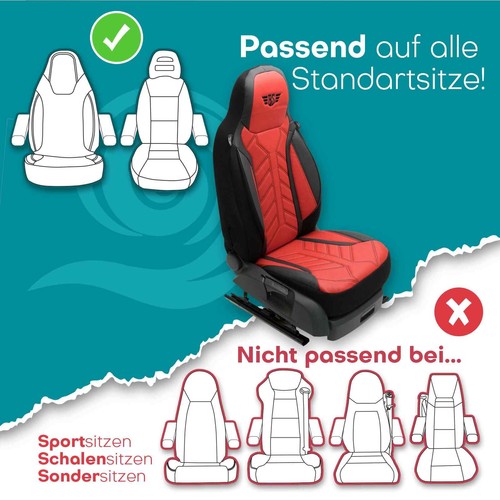 Fundas de asiento de cuero para autocaravana piloto adecuadas para Host Tahoe SB 45055 (negro-rojo) - Imagen 8 de 12