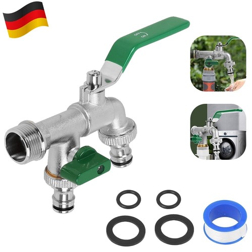 Garten Doppel Wasserhahn 3/4" 3/4" 3/4" Anschluss Kugelhahn Messing Auslaufhahn - Bild 4 von 10