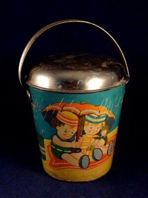 ANCIEN POT DE Confiture Seau Tole Lithographie Confiturerie Nouvelle Coulommiers EUR 25,00