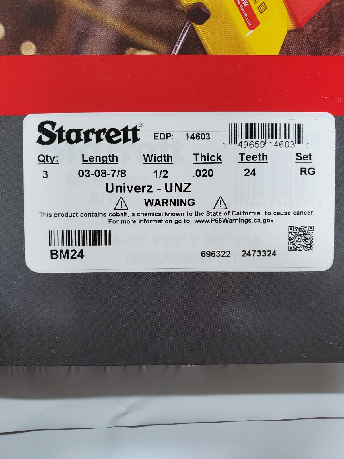 Starrett 447/8" 24 TPI Portable BiMetal Bandsaw Blades, BM24, 30 Pack