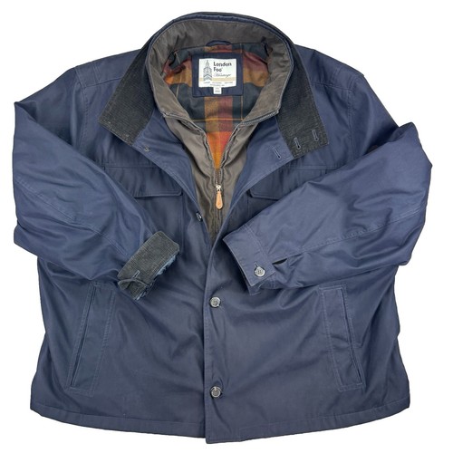 Vtg London Fog Heritage Blue Field Jacket Mens 4XL Flannel Chore Barn corduroy