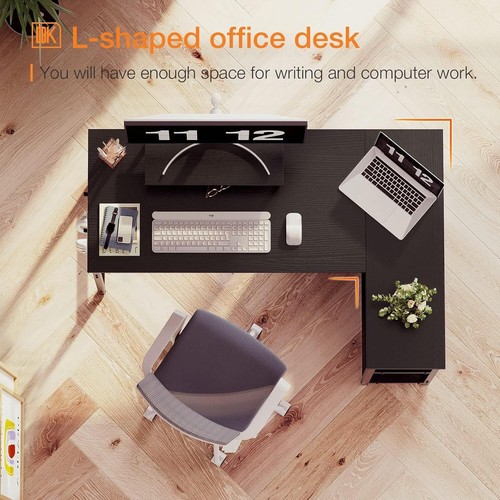 ODK L Shaped Computer Desk with Reversible Storage Shelves, L-Shaped Corner Desk - Picture 5 of 9
