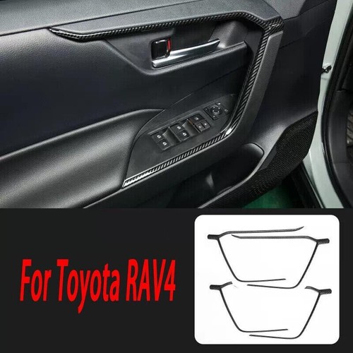 For Toyota RAV4 2019-2023 Carbon Fiber Car Door Handle Armrest Stripe Cover Trim - Imagen 3 de 5