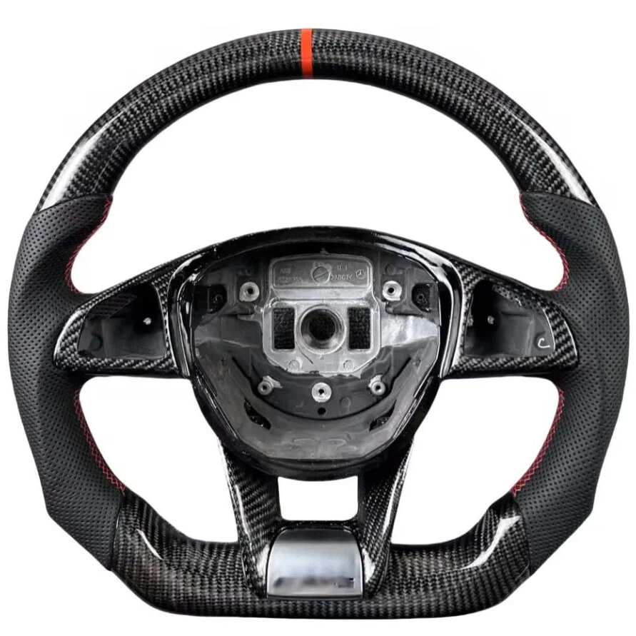 Volante de fibra de carbono para Mercedes-Benz C43 C63 E43 S G GLC GLE GLS AMG GT Foto 2 de 4