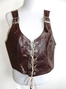 in tradizionale pelle in gilet gilet 42 New Oktoberfest Gilet pelle corsage Dirndl Tracht HtfTtqx