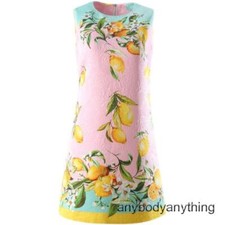 Womens Sleeveless Jacquard Round Neck Dress Slim Fit Vest Skirt Printing Fashion