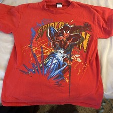 Marvel Spiderman Graphic TShirt Youth Boys L Red Mad Engine Y2K Double Stitch