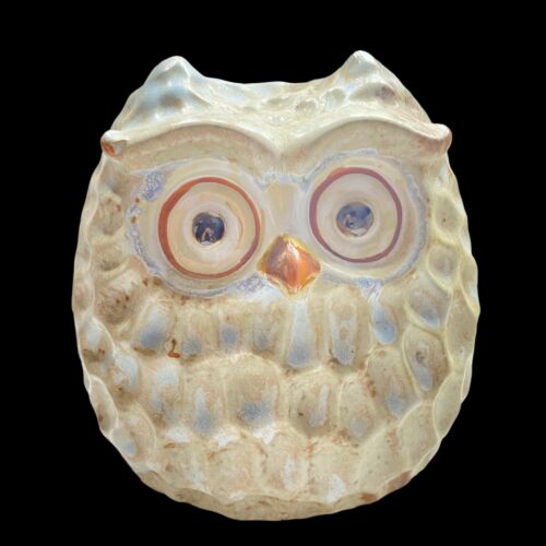 Vintage Ceramic Owl Hand Made Hand Painted 6.5” H 4.5” W
