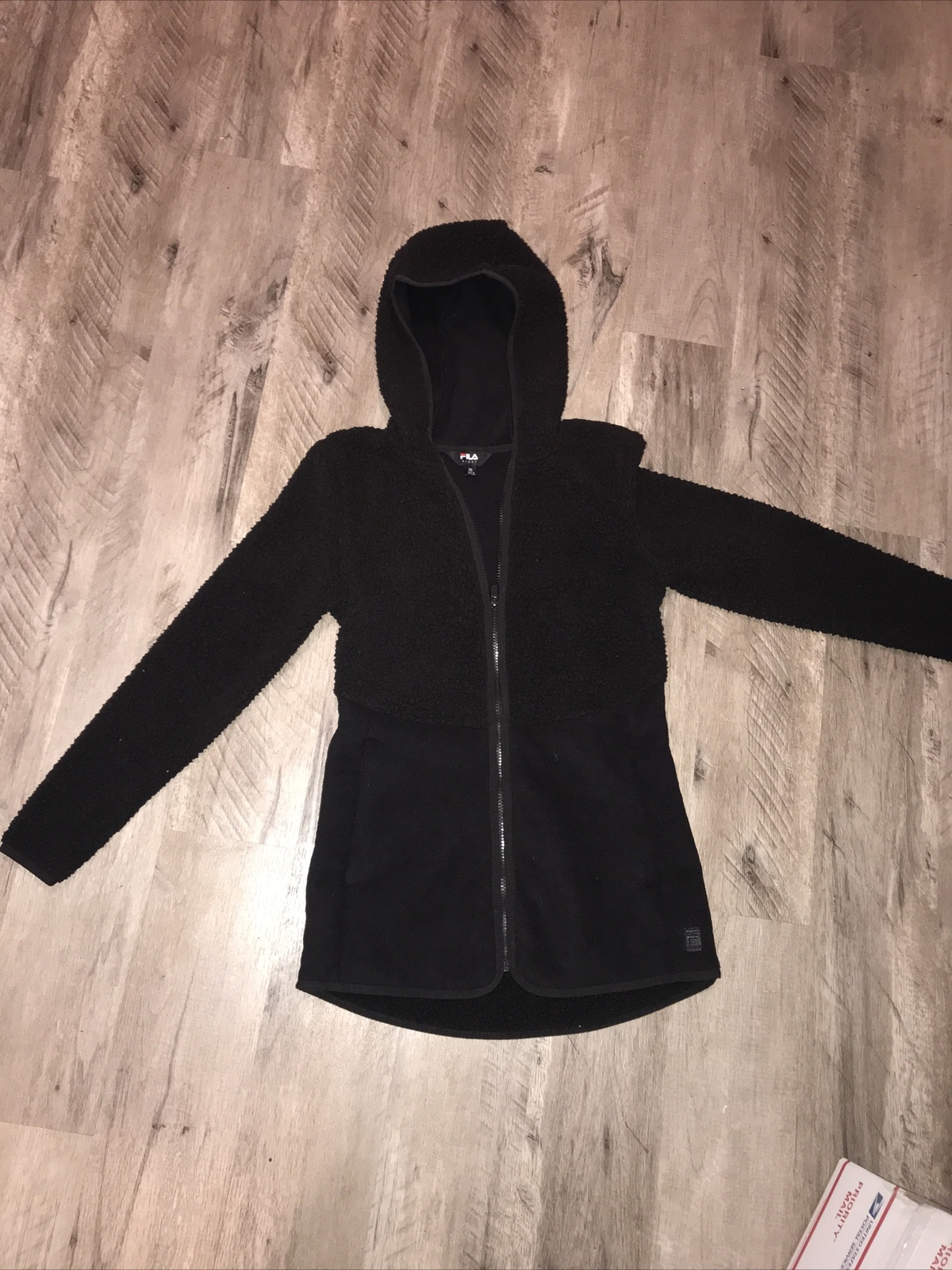 Felpa donna Fila Sherpa Josephine Crop con cappuccio e zip maglione bianco L