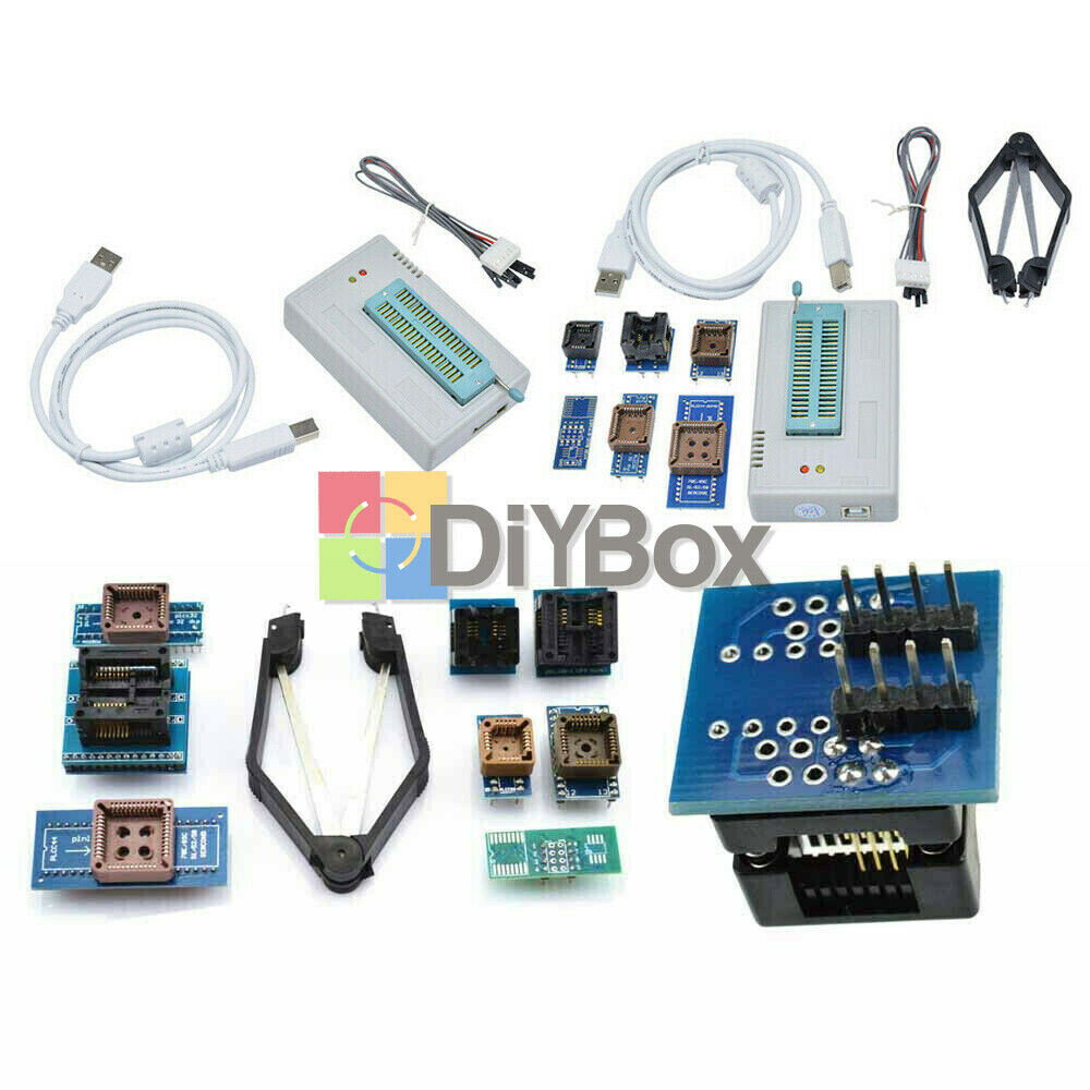 TL866II Plus Programmer USB EPROM BIOS 7 Adapters Socket Extractor