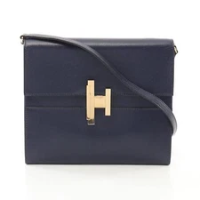 HERMES Cinetic To-Go Shoulder crossbody Bag D Chevre leather deep Blue Used GHW