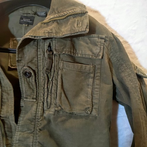 G Star Raw Jacket Mens M GS3301 Short Olive Green Corduroy Military Field Jacket - Picture 3 of 10