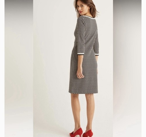 Boden Womens Rhea Jacquard Dress Black White Sz 6 - Picture 2 of 8