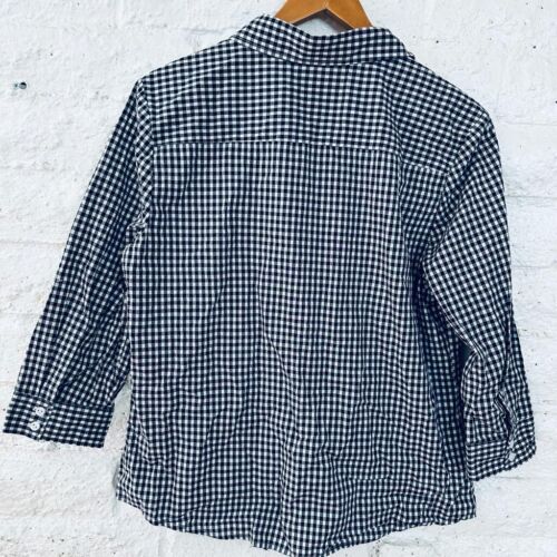 Karen Scott Shirt Damen L schwarz weiß Gingham Baumwolle Taschenkragen Knopfleiste - Bild 3 von 7