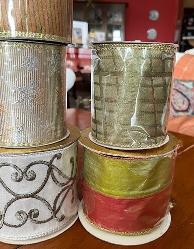 Lot 7 Vintage NWT Asst'd Wide Decorative Ribbon Spools Various Yardage - Picture 4 of 10