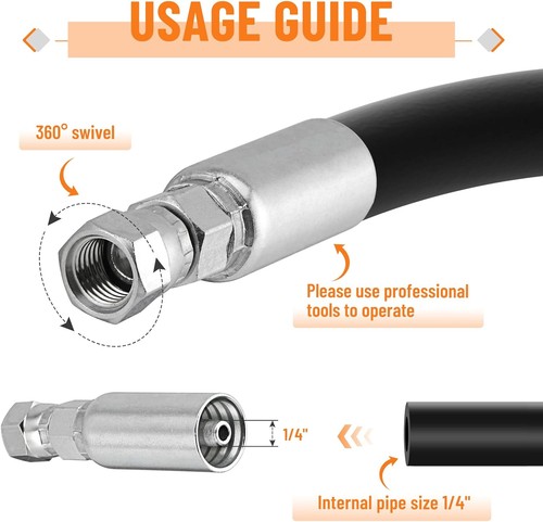 12 Pack 1/4" Hydraulic Hose End Fittings: 1/4" I.D. Hose x 1/4" JIC 37 ° Female - Picture 5 of 16