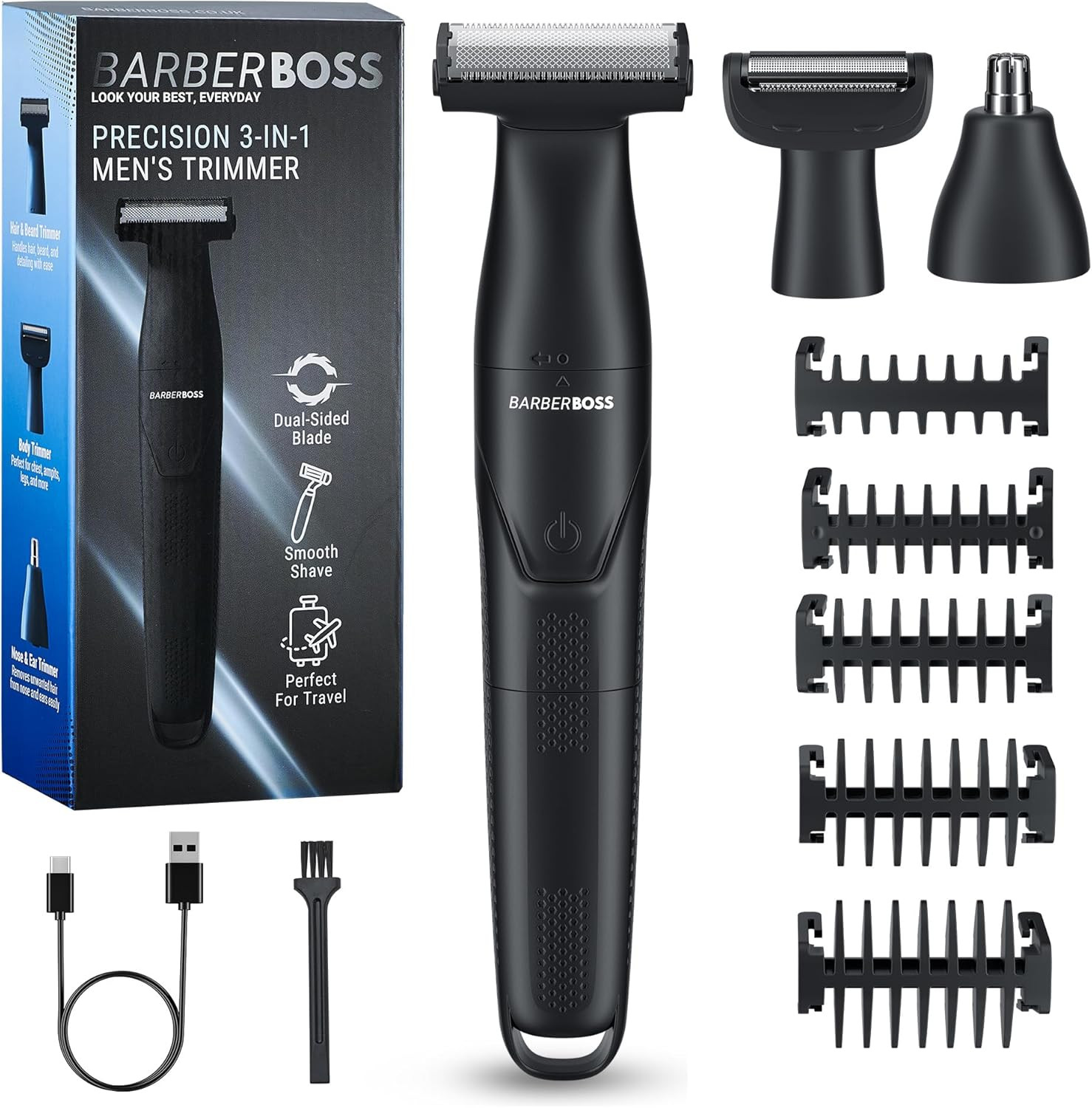 Rifinitore 3 in 1 Precisione Uomo: Kit Barba e Capelli Professionale
