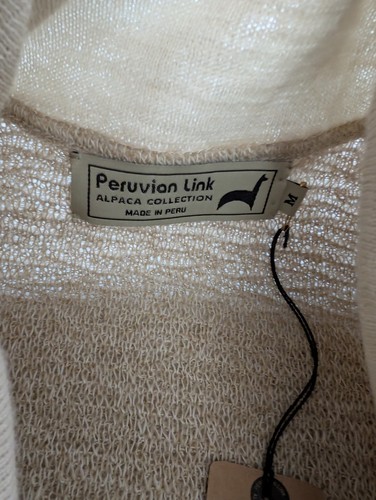 Peruvian Link Alpaca Collection Sweater Jacket – Size M – Tan Floral Knit Wrap – - Picture 4 of 8