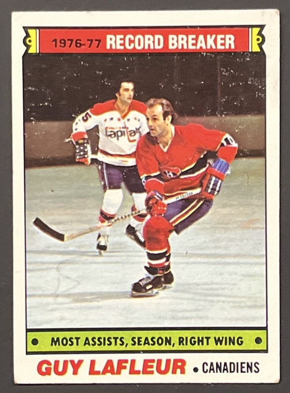 Topps Guy Lafleur #218 Montreal Canadiens NHL Record Breaker Card 1977