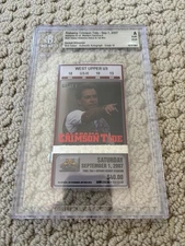 Nick Saban Signed Alabama Crimson Tide Debut Game Ticket Stub Beckett Auto 