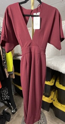 NWT Elle Rae Deep V-neck Dolman Sleeve Dress Classy Sexy Sz Small