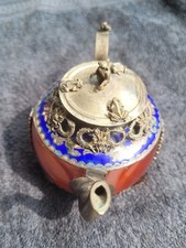 China / Tibet Teekanne,aus Jade,Zinn und Kobalt verziert,Cloisonne Teekanne