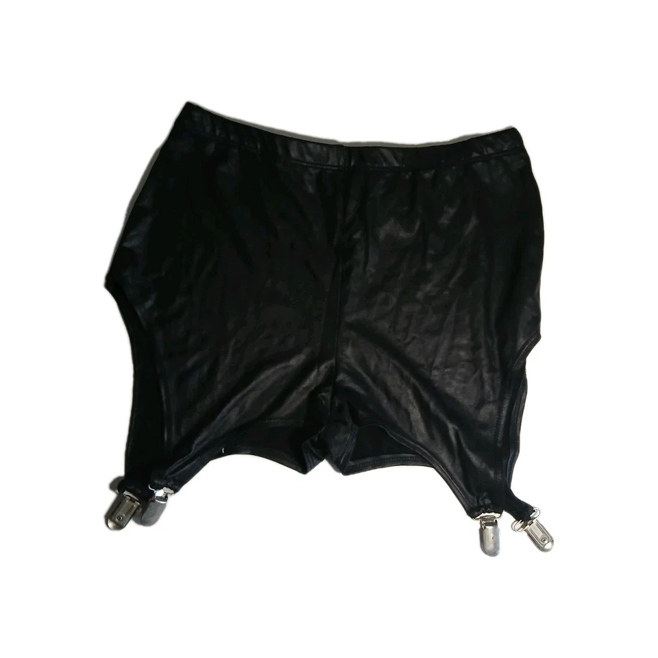 Leggings Touch Me Wet Look Imitación Cuero Tirantes/Garter Talla MEDIANA Foto 3 de 4