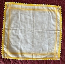 Taschentuch m. Orange-Wei&szlig; Spitze Handarbeit Spitzentuch Deko 30x30 cm