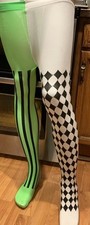 Spirit Girls Neon Checked Clown Tights Cosplay Halloween Child S/M Carnival New