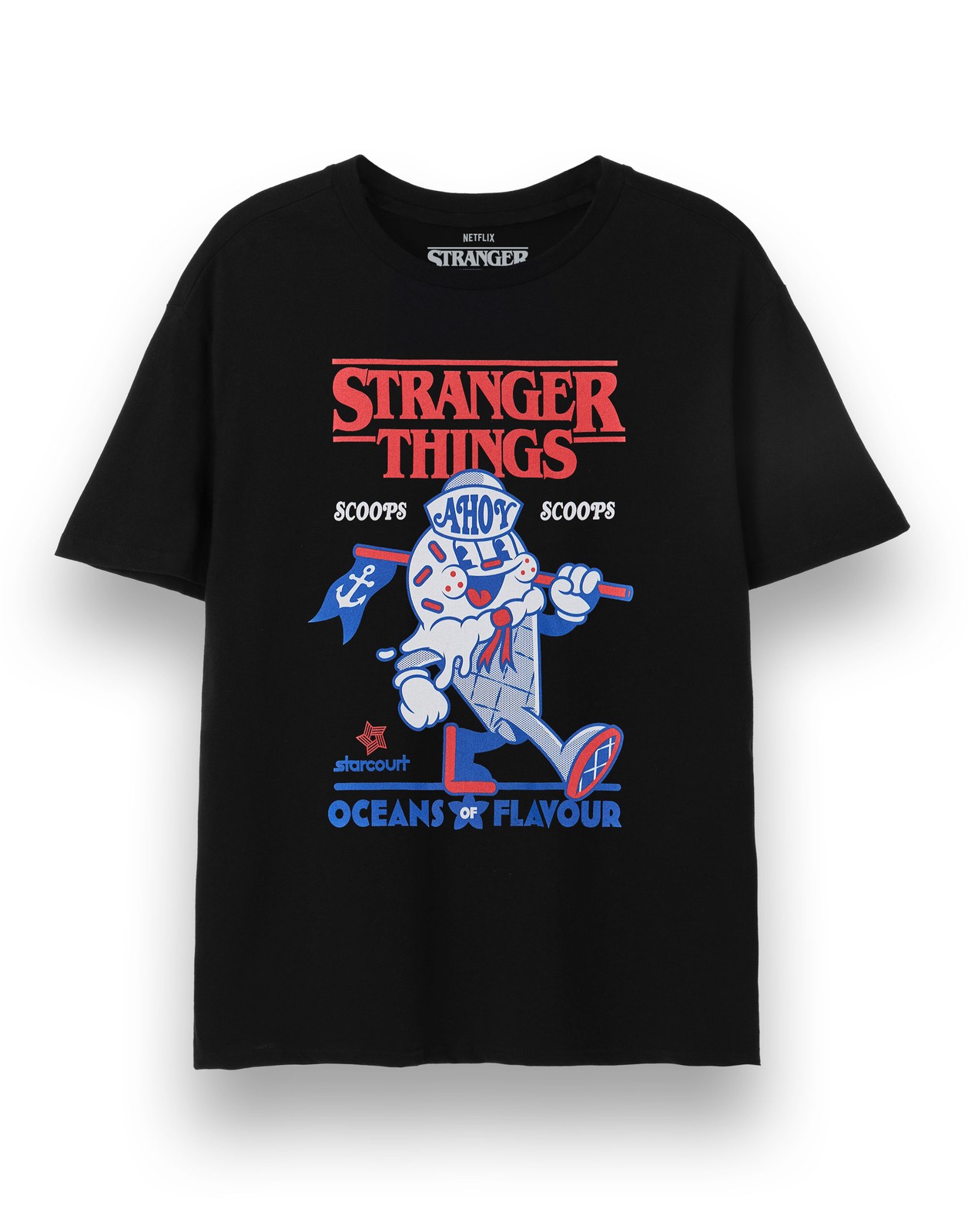 Stranger Things Schwarz Scoops Kurzärmeliges T-Shirt Unisex Erwachsene