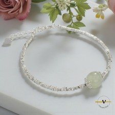 BRACCIALE DONNA IN ARGENTO 925 RODIATO CON PIETRA NATURALE DI GIADA RAGAZZA