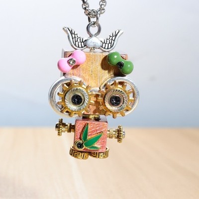 Unique DIY Steampunk Robot Keychain Pendant for Birthday Gift Car Ornament Decor