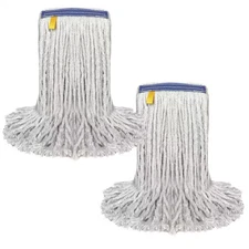 16 Oz. Cut End String Mop Cotton Wet Mop Head Refill Natural (2-Pack), 1.25 In. 