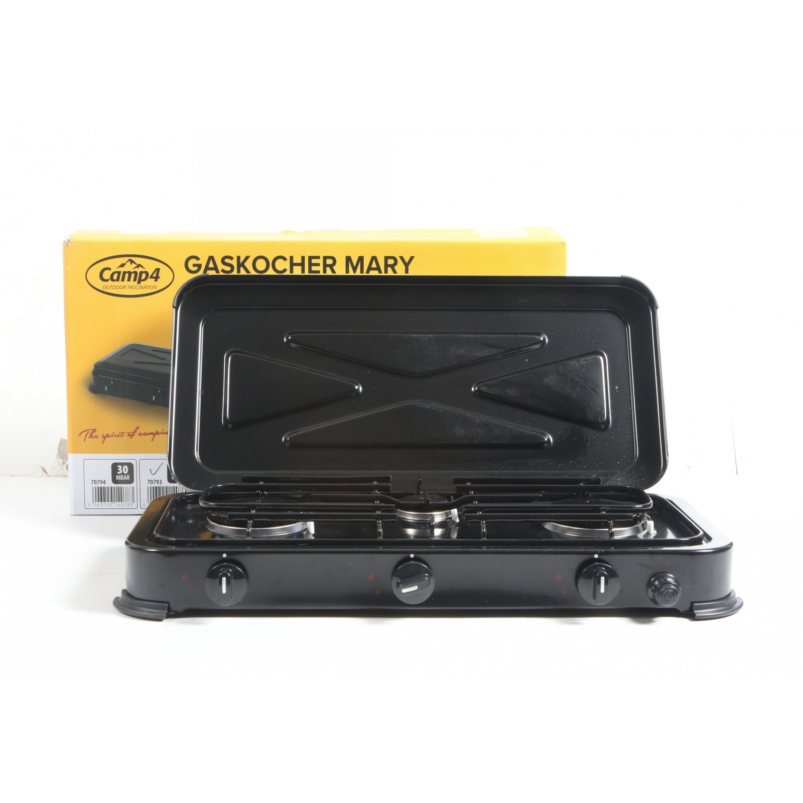 Estufa de gas Camp4 Mary 3 llamas, 50mbar + defectuosa (279596)