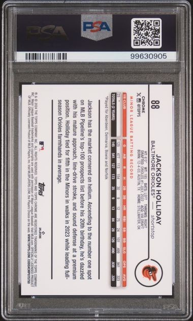 2024 Tops Chrome Jackson Holliday Image Variation PSA 9 view 2