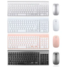 Ultra Silent Wireless Keyboard and Mouse Combo, Slim Compact Keyboard Mouse Set